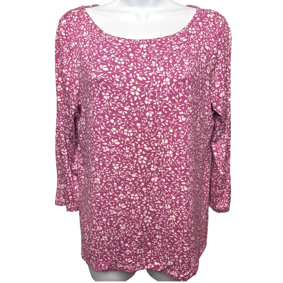 Hobbs London Tops - HOBBS LONDON Womens Pink Floral Scoop Neck Tunic Top L Cottagecore Casual Chic